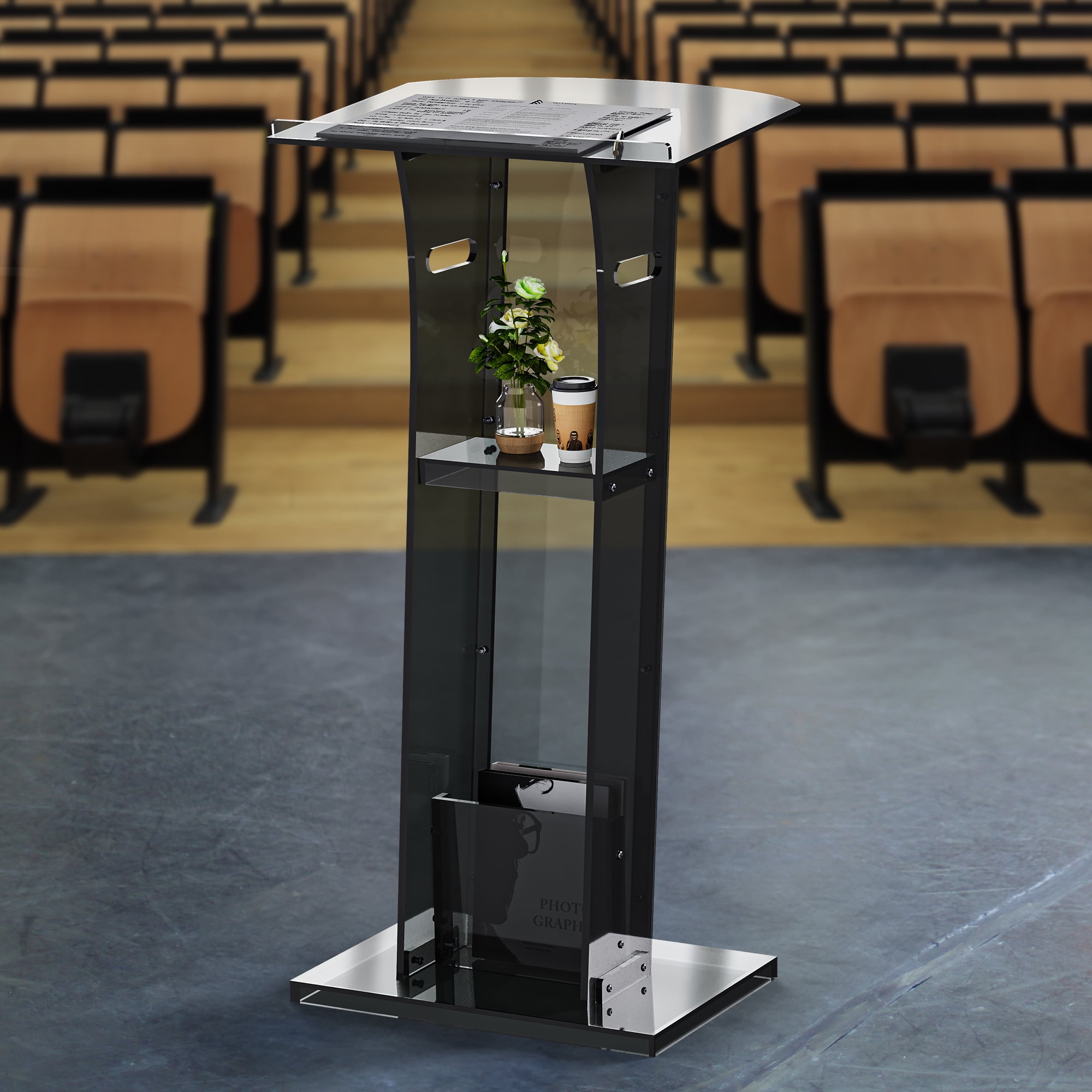 Dextrus Clear Acrylic Podium Stand47 Inches Podium Pulpit with Handle