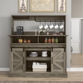 thumbnail image 1 of DEXTRUS Coffee Bar Cabinet Modern Sideboard Rustic Grey Oak with Power Outlet Wine Glass Rack Barn Door 47 Inch, 1 of 6
