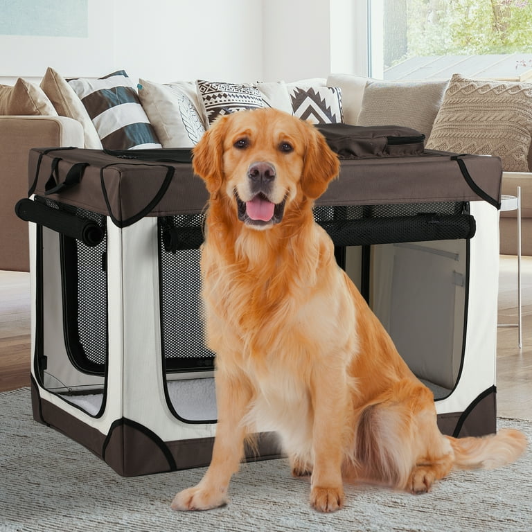 Dextrus Collapsible Dog Crate with Soft Mat 42in Portable Travel Dog Crates with 4 Door Mesh Windows for Indoor Outdoor Travel 42.1 L x 30.7 W x 30.7 H Walmart