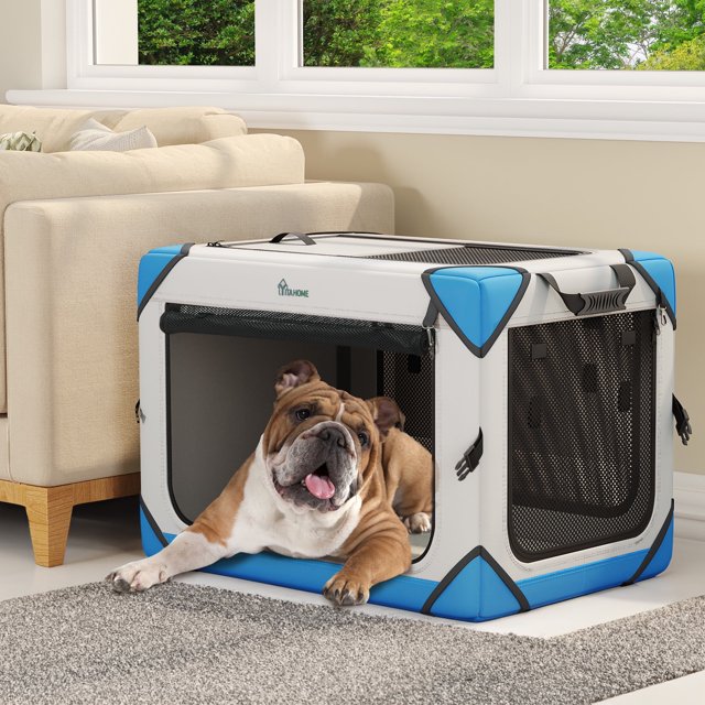 Dextrus Collapsible Dog Crate with 4 Doors, Portable Travel Dog Crates