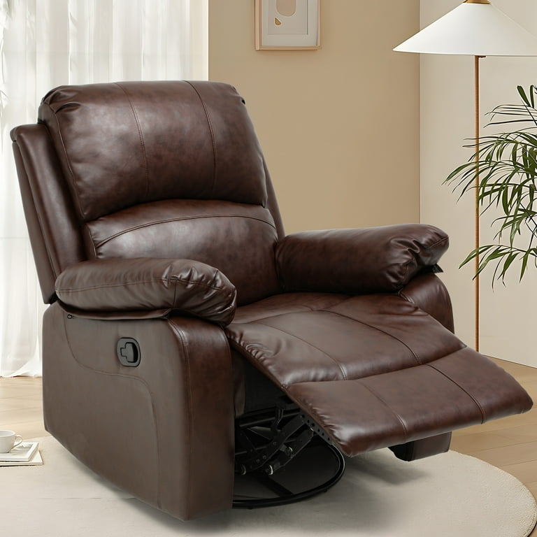 Dextrus Comfort Swivel Rocker Recliner Chair for Nurseries Home Theater Seating in Soft Leather