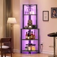 Dextrus Corner Shelf with Power Outlets, LED Lights, 5Tier Corner Bar