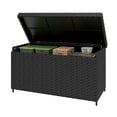 thumbnail image 1 of Dextrus Deck Box- 230 Gallon Wicker Large Outdoor Storage Box, Waterproof Patio Furniture and Storage Deck, Rattan Storage Bin - Black, 1 of 10