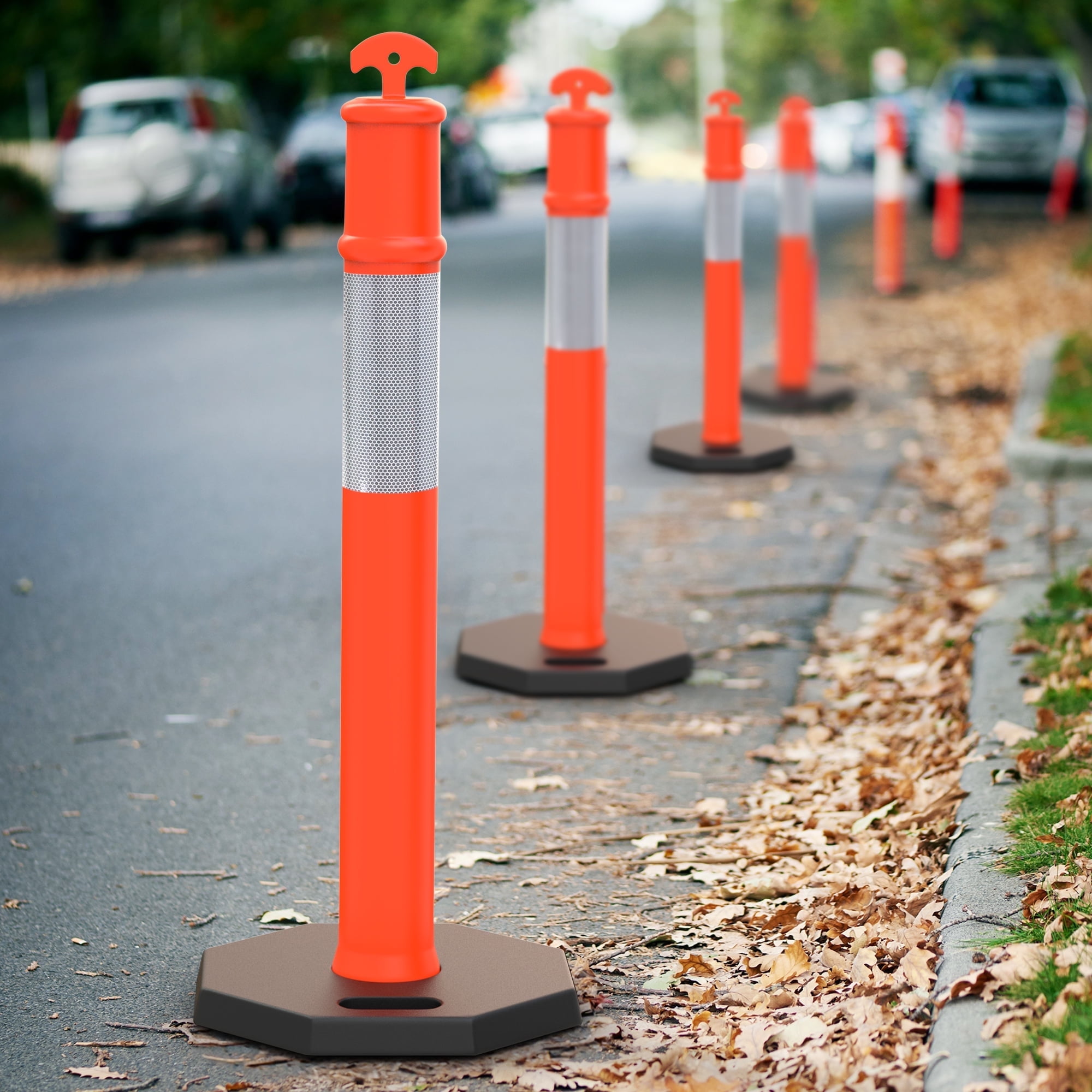 Dextrus Delineator Post with Base, 9 Pack Traffic Delineator Posts