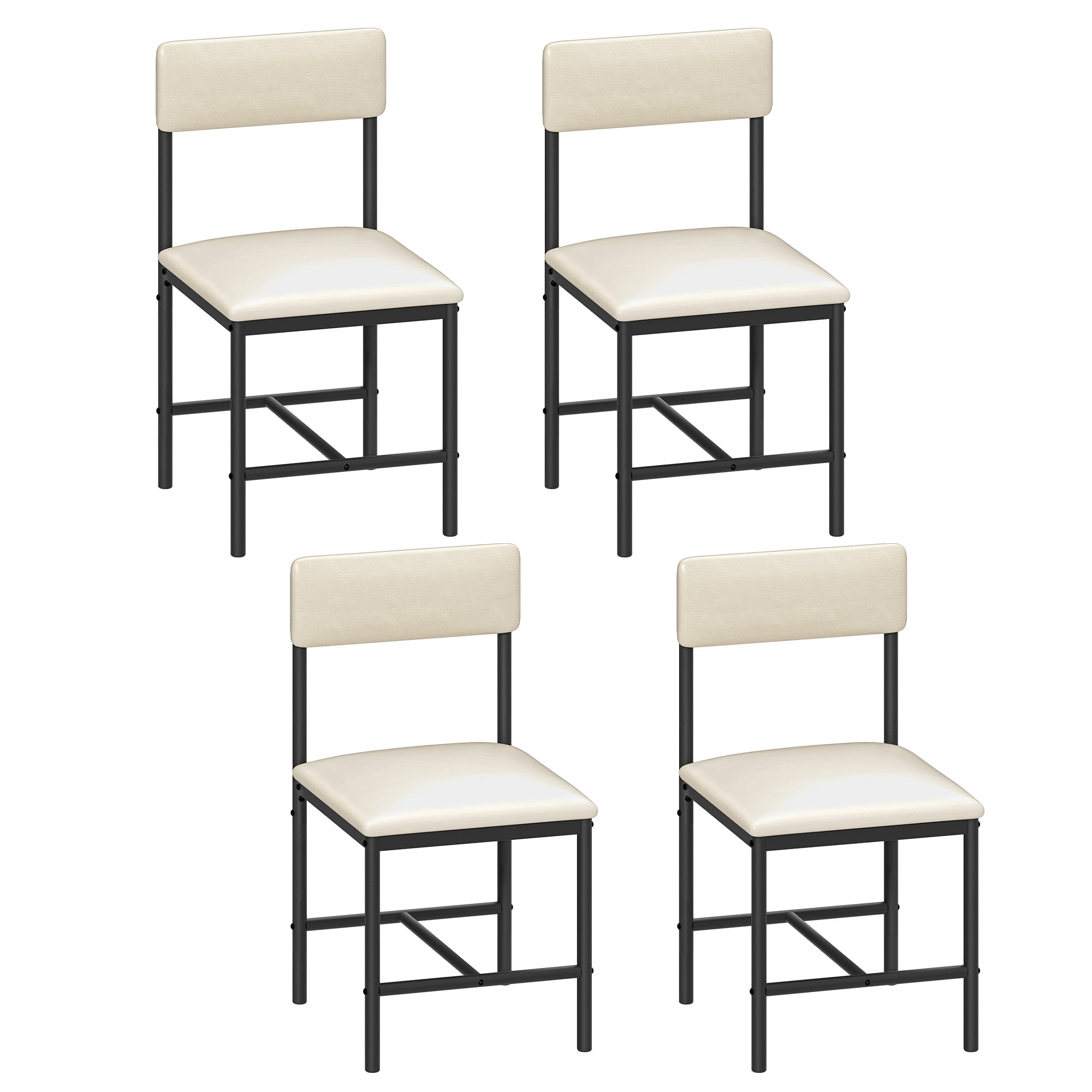 Dextrus Dining Chairs Set of 4, PU Upholstered ModernKitchen Chair for Dining Living Room, White