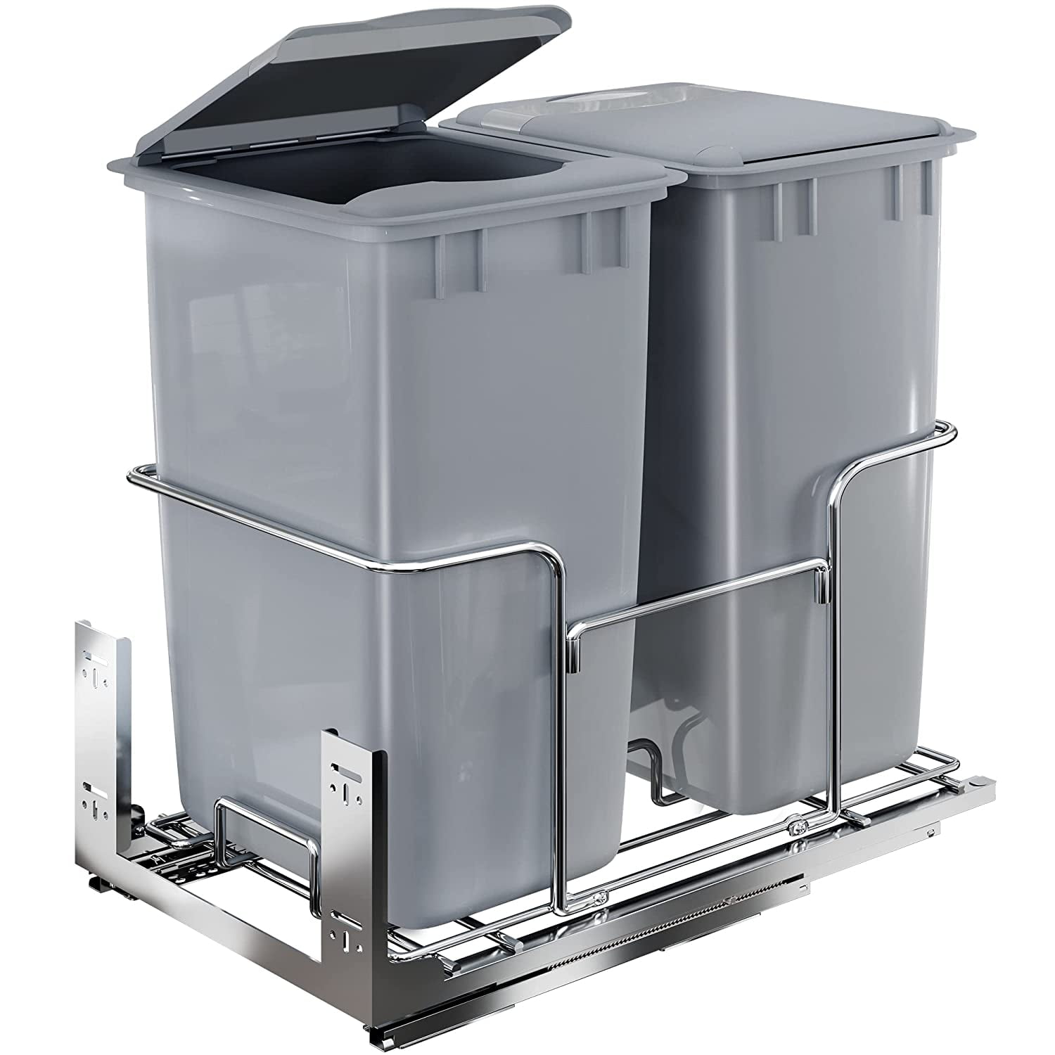 Dextrus Double 43 Quart PullOut Trash Can Recycling Bin with Lid