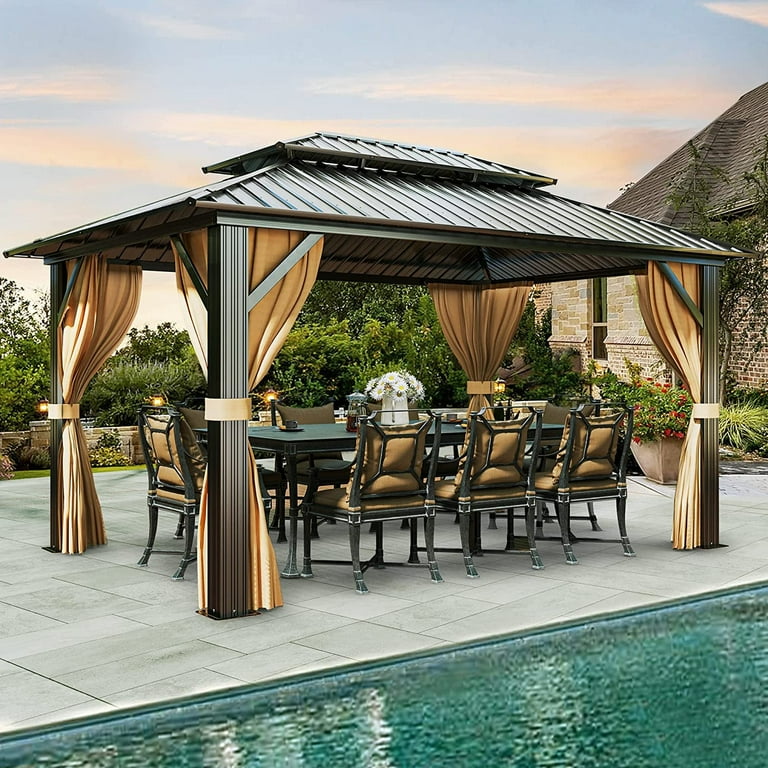 Dextrus 12x16ft Hardtop Gazebo with Galvanized Steel Frame