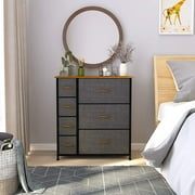 Dextrus Dresser with 7 Drawers Easy Pull Fabric Bins for Bedroom, Cool Gray