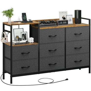 Dextrus Dresser with Charge Station 8 Drawers Dresser for Bedroom