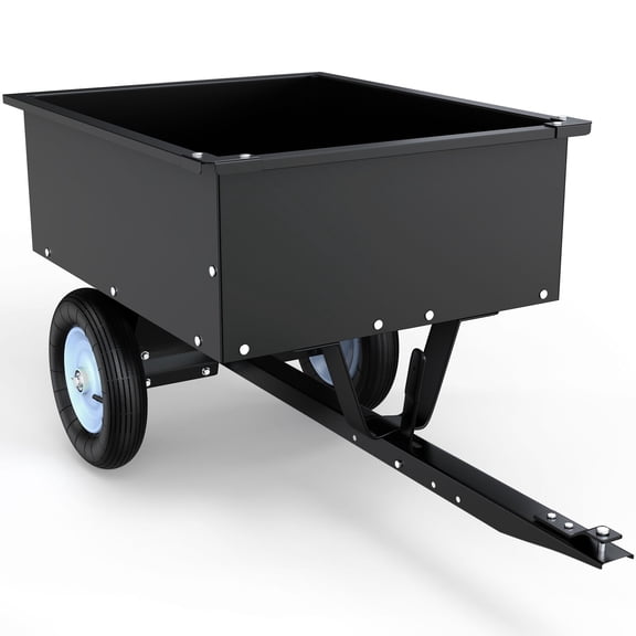 Dextrus Dump Cart Tow Behind Lawn 350LB Steel Black for Lawn Tractor & ATV UTV With Wheels