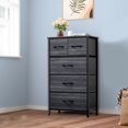 thumbnail image 1 of DEXTRUS 5-Drawer Fabric Dresser with Easy-Pull Handles, Wooden Top & Steel Frame, Black, for Adults, 1 of 6