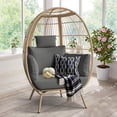 thumbnail image 1 of Dextrus Egg Chair, 385lbs Capacity Large Wicker Outdoor Indoor Egg Chairs with Stand Cushion Egg Basket Chair - Grey, 1 of 6