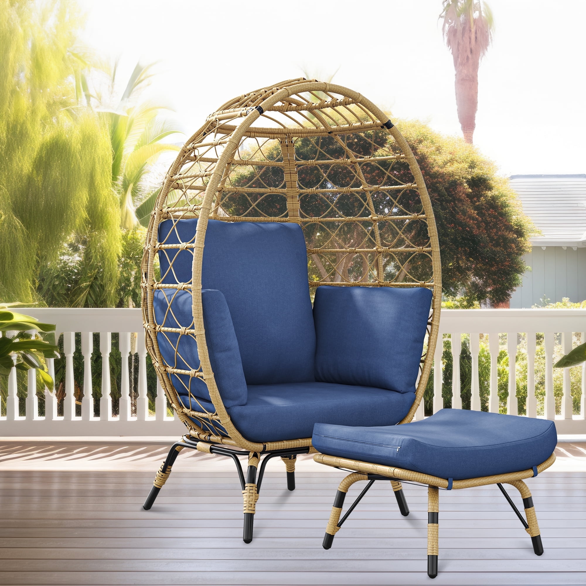 Egg Chair Lounger Walmart Outsunny Teardrop Wicker Lounge Chair