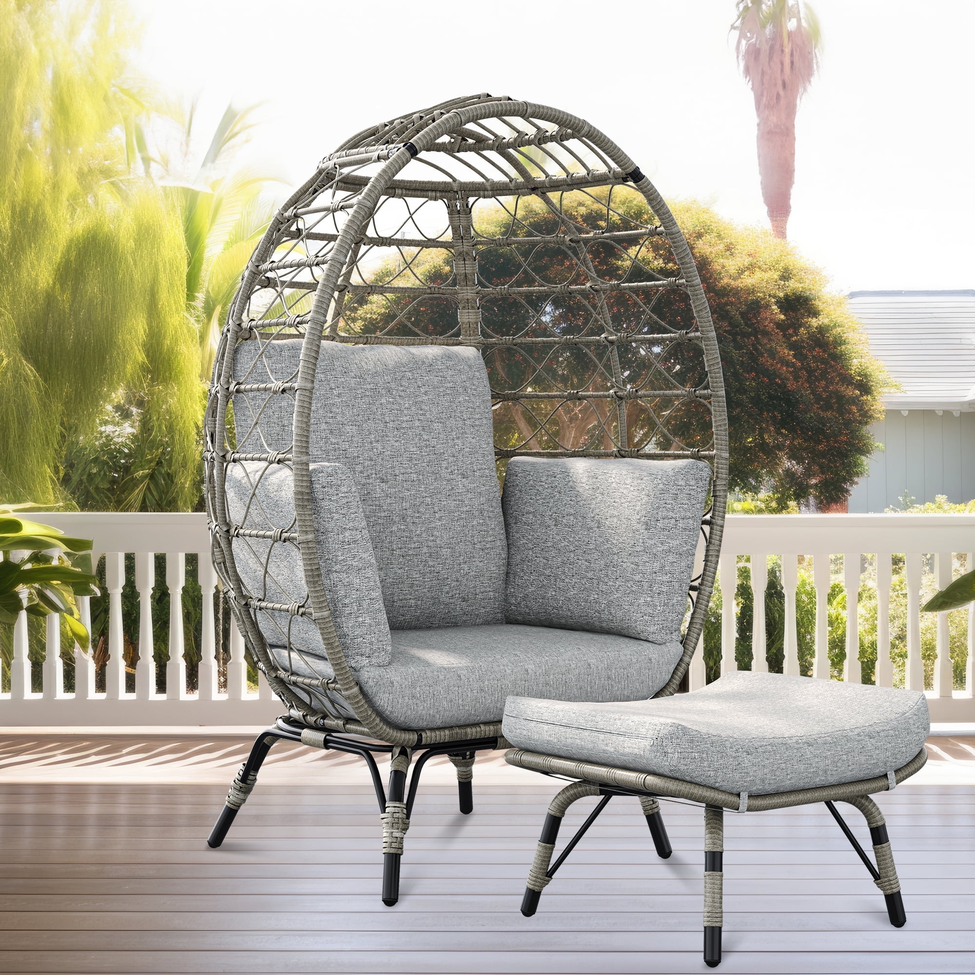 Dextrus Outdoor Patio Egg Chair, Oversized Indoor Lounger