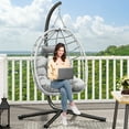 thumbnail image 1 of Dextrus Egg Chair Swing Hanging Outdoor Wicker Hammock Chairs Indoor with Steel Stand UV Resistant Cushion 330lbs for Patio, Bedroom, Garden and Balcony - Gray, 1 of 7