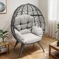 thumbnail image 1 of Dextrus Egg Chair Wicker Outdoor Indoor Oversized Large Lounger with Stand Cushion Egg Basket Chair 350lbs Capacity for Patio,Garden, Backyard,Balcony-Grey, 1 of 10