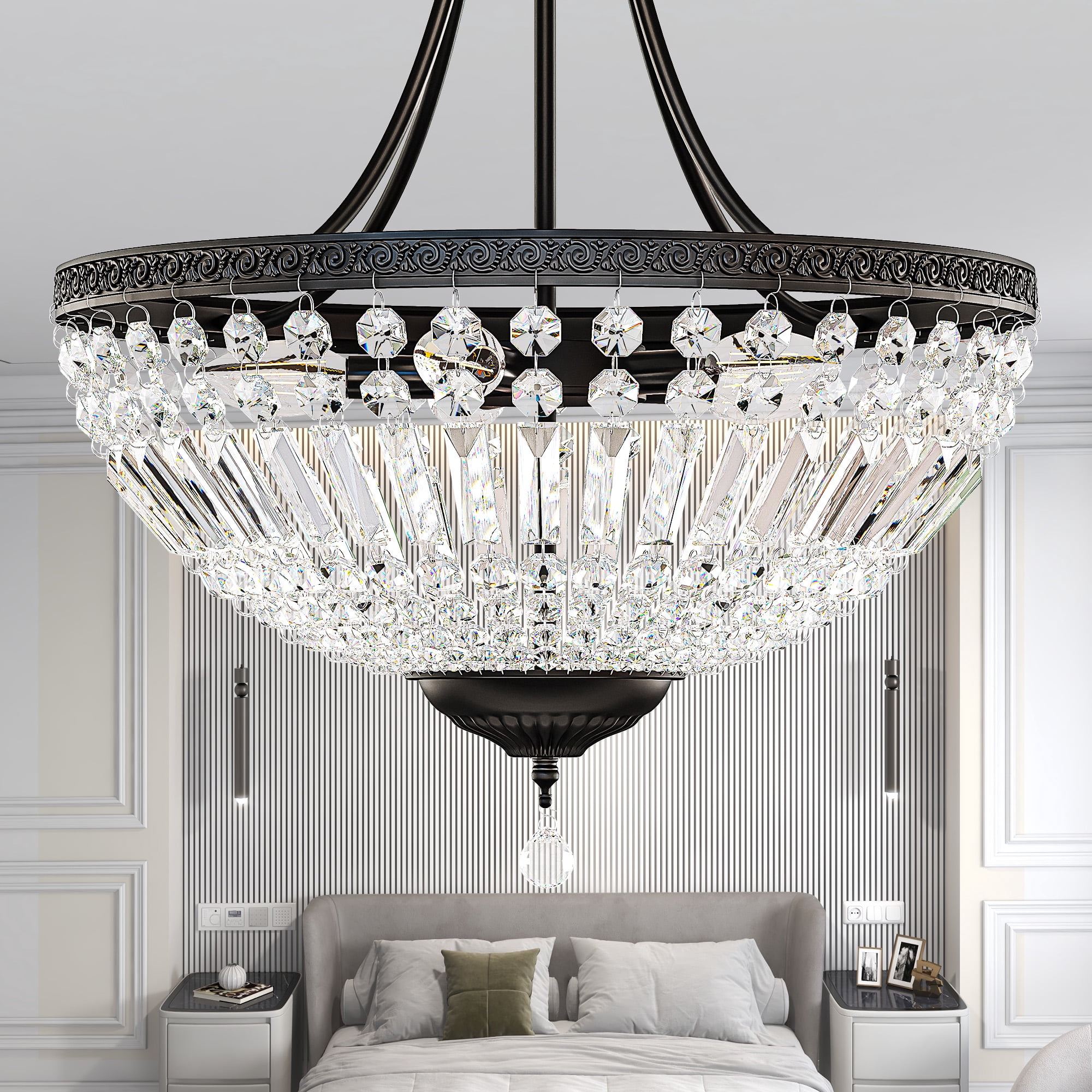 Dextrus Elegant 5-Light Crystal Ceiling Light with Flush Mount ...