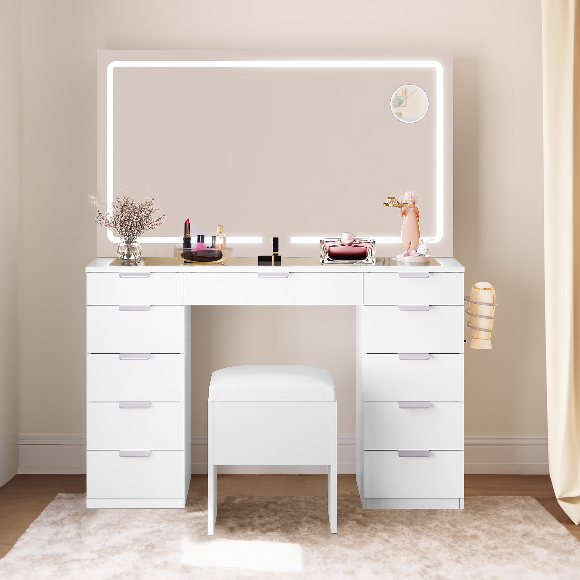 Elegant and Functional Girls Room with Glass Top Desk