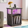 thumbnail image 1 of Dextrus End Table Nightstand with Charging Station, Record Player Stand Turntable Stand with LED Lights, Power Outlets Side Table for Living Room,Bedroom, 1 of 6