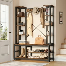 36 Coat Shelf Bench and Hook Set Modern Tall Entryway Bench with Coat Rack Large Hall Coat Rack with Hooks Wall Shelf and Extra Lengthened Shoe Rack Benches Entryway Furniture with Metal Frame Walmart...