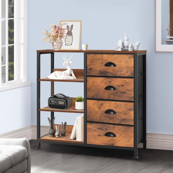 Dextrus Fabric Dresser with 4 Drawers