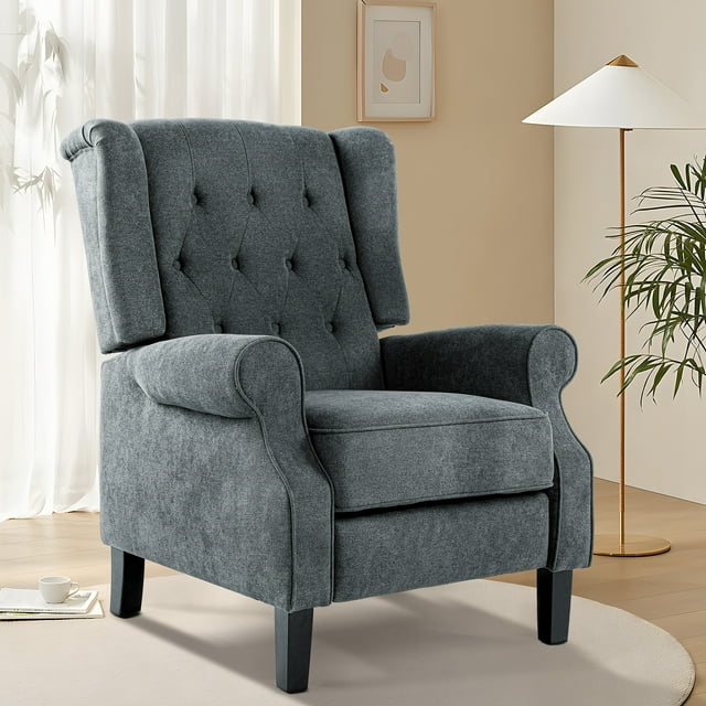 Dextrus Fabric Recliner Chair, Push Back with Armrests, Adjustable Sofa, Grey