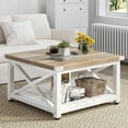 Dextrus Farmhouse Coffee Table Square Wood Center Table End Table with