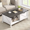 thumbnail image 1 of Dextrus Farmhouse Coffee Table with Storage, 2-Tier Storage Open Shelf Rustic Living Room Tables, White & Black, 1 of 8