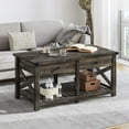 Dextrus Farmhouse Coffee Tables with 2 Drawers, Vintage Living Room
