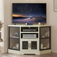 Dextrus Farmhouse Corner TV Stand for TVs up to 55 inch with Power
