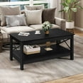 thumbnail image 1 of Dextrus Farmhouse Modern Coffee Table with Open Storage Shelf, Black, 1 of 9