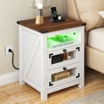 thumbnail image 1 of Dextrus Farmhouse Nightstand with Charging Station, LED End Table Side Table w/Open Shelf, 1 of 9