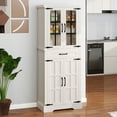 thumbnail image 1 of Dextrus Farmhouse Pantry Cabinet with Doors & Drawer, Kitchen Storage Cabinet with Shelves, White, 1 of 8