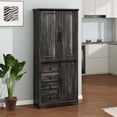 thumbnail image 1 of Dextrus Farmhouse Pantry Cabinet with Drawers & Barn Door, Kitchen Storage Cabinet, Dark Oak, 1 of 8