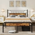 thumbnail image 1 of Dextrus Farmhouse Queen Platform Metal Bed Frame with Headboard & Soundproof Cotton, No Box Spring Needed, 1 of 9