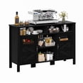thumbnail image 1 of DEXTRUS Farmhouse Sideboard Bar Cabinet with Glass Doors, Adjustable Shelves, Open Storage, Black, 1 of 7