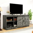 thumbnail image 1 of Dextrus Farmhouse TV Stand for 65 Inch TV, Entertainment Center with Sliding Barn Door, Wood TV Media Console, Rustic Grey, 1 of 8