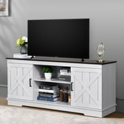 Dextrus Farmhouse TV Stand for 65 inch TV, Entertainment Center for Living Room, TV Media Console Cabinet, Grey Wash