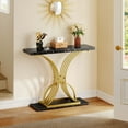 thumbnail image 1 of Dextrus Faux Marble End Table, Narrow Side Console Table for Living Room, Hallway, Entryway, Black, 1 of 8