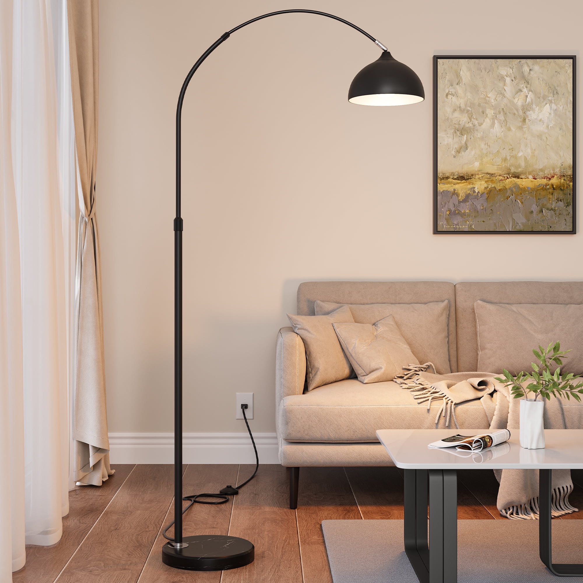 Dextrus Floor Lamp with Foot Switch, 61″Height Tall Arched Standing ...