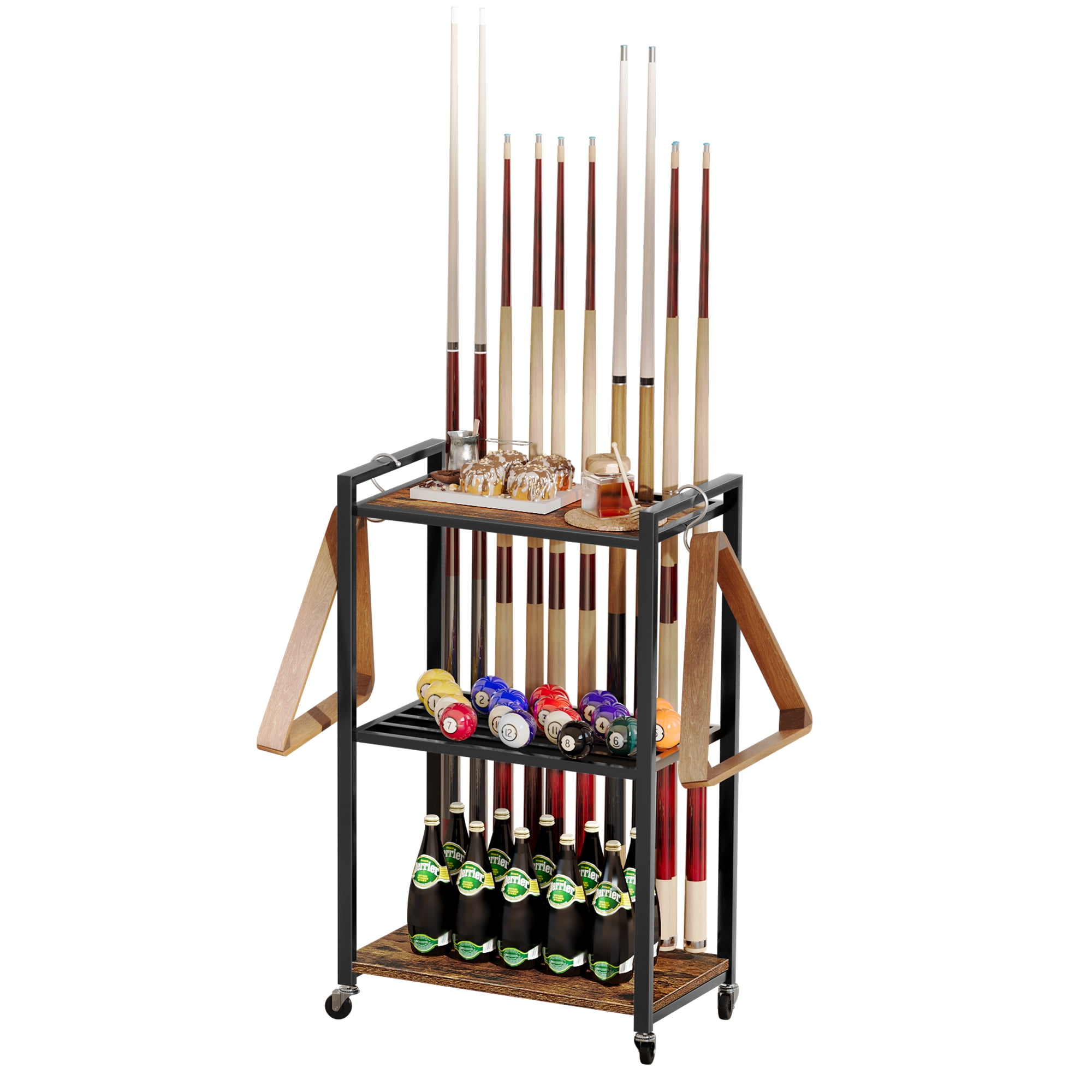 Dextrus Floor Stand Billiard Pool Cue Rack with Wheels, Pool Stick ...