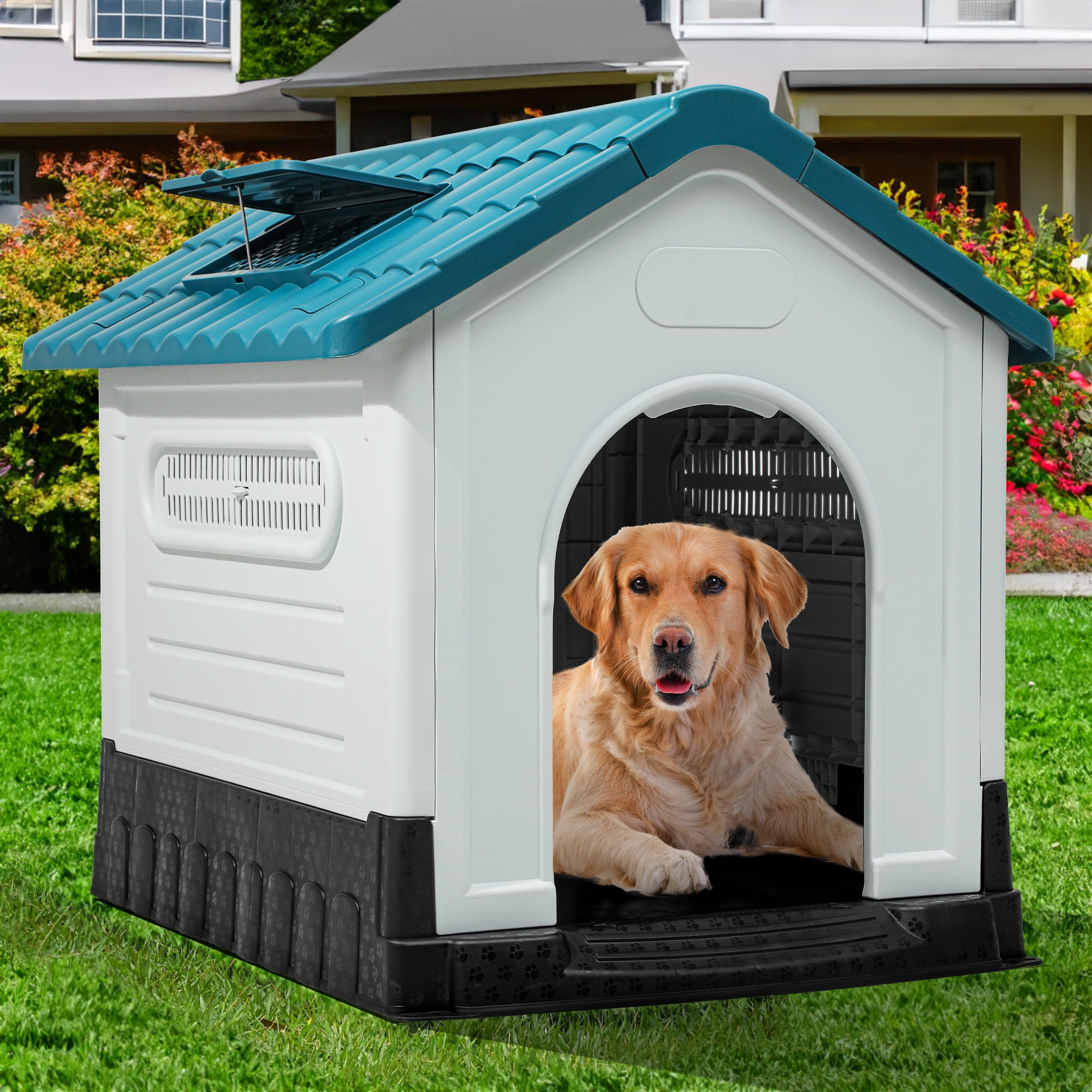 Dextrus Foldable Large Outdoor Dog House - Spacious and Functional Shelter for Your Canine (41.3"L*34.6"W*39"H) Companion for Small, Medium, and Large Dogs