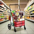thumbnail image 1 of DEXTRUS Large Folding Heavy Duty Rolling Utility Shopping Cart with Lockable Wheels and Adjustable Handle, 1 of 8