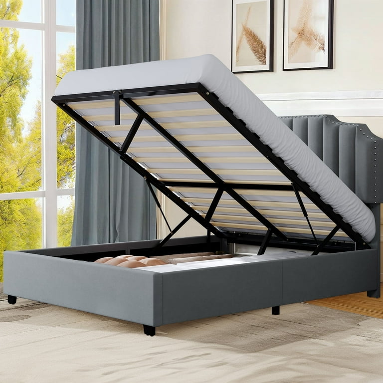 Grey velvet storage bed discount