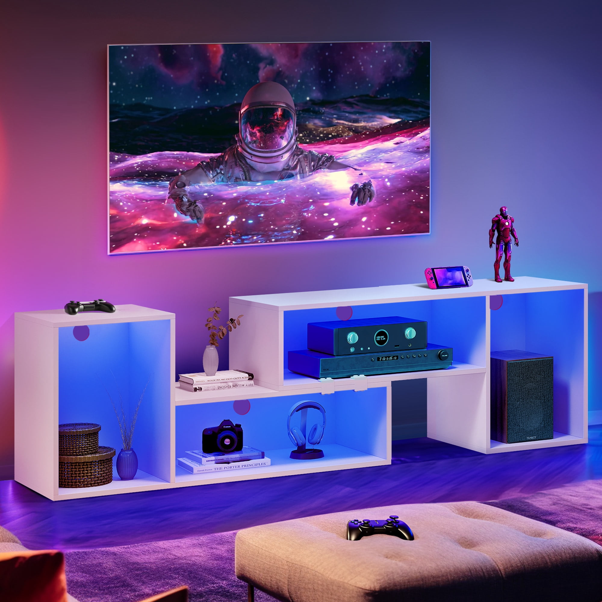 Dextrus gaming entertainment center for ps5 large led tv stand for 75