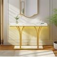 thumbnail image 1 of Dextrus Gold Console Table, Modern Faux Marble Entryway Table Behind Sofa Couch for Entry Way, Entrance, Living Room, Gold & White, 1 of 13