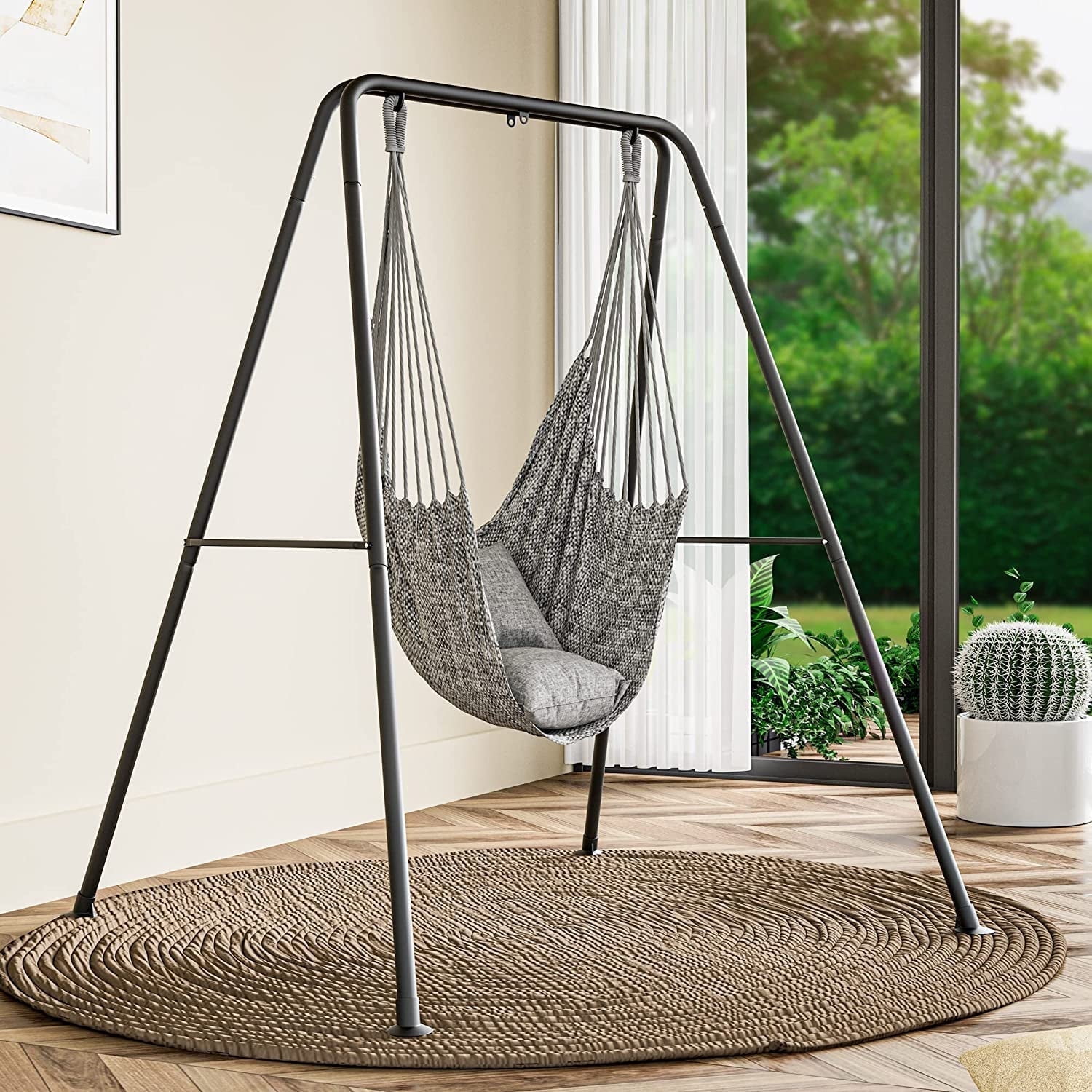 Dextrus Hammock Stand Heavy Duty with Hanging Chair Stand 330Lbs, Indoor Outdoor Swing Stand Suitable for Room, Garden, Balcony, Hammock Chair not Include