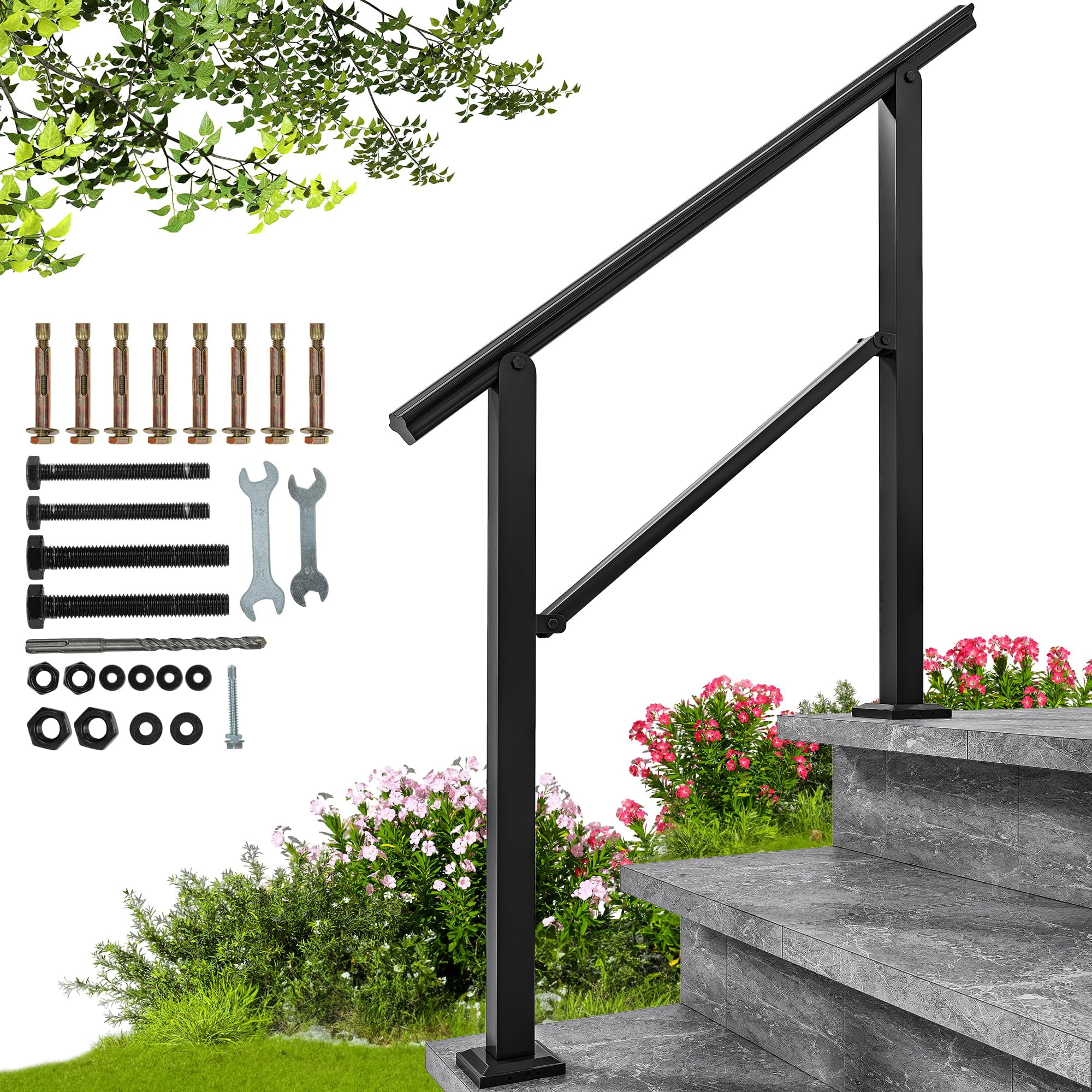 Dextrus Outdoor Handrails, 2-3 Step Stair Railing, 40.2
