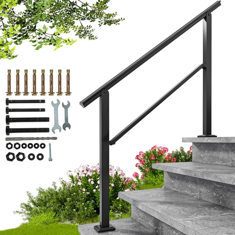 Dextrus Handrails for Outdoor Steps, 3-4 Step Stair Railing