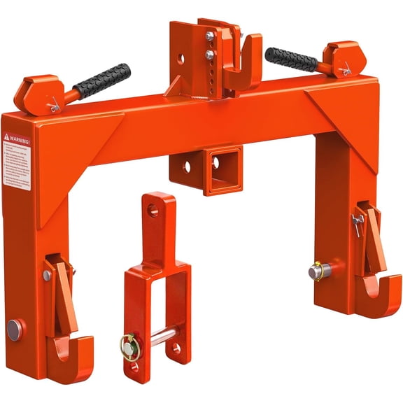 Dextrus Heavy Duty Category 1 Tractor 3 Point Quick Hitch, 3000 LBS Adjustable 5-Position Hook with Universal Adapter & 2 Inch Trailer Receiver, Orange